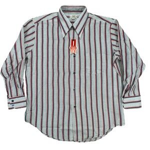 VTG 70s Disco Dagger Collar Permanent Press Mens Shirt NWT Korea 16.5x33 Stripe